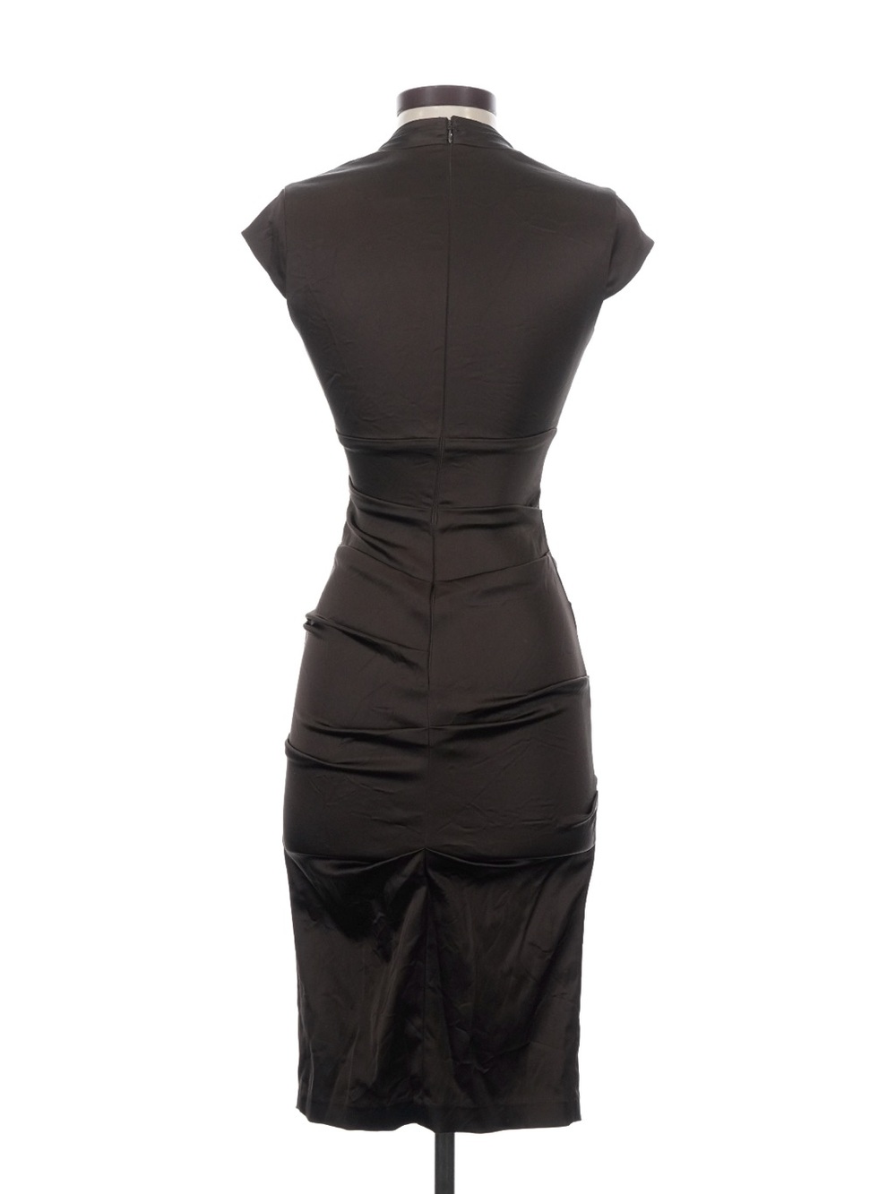 Cache Dark Brown Cap-Sleeve Midi Sheath Dress - Picture 2 of 5